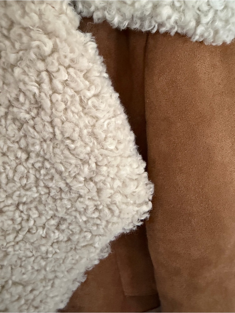 7 For All Mankind Tan and Cream Faux Shearling Aviator Jacket - Picture 3 of 5